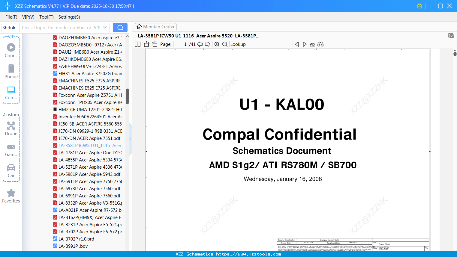 Laptop LA-3581P ICW50 U1_1116 Acer Aspire 5520 LA-3581P